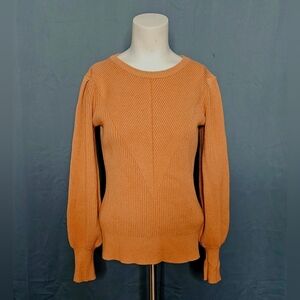 &merci Light Camel Tan‎ Blossom Sleeves Soft Cotton Knit Sweater Size M NWOT